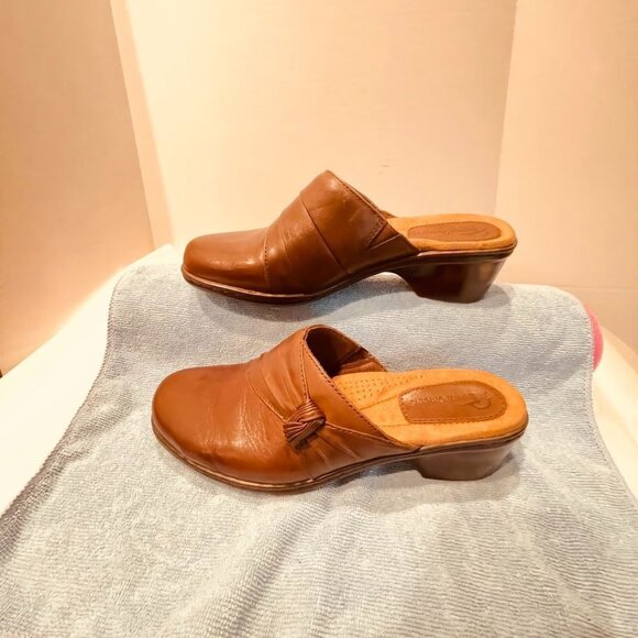 Earth Origins Addison Shoes Womens Size 7.5M Brown Leather Slip On Mules Comfort - Picture 8 of 15